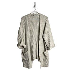 Kaffe Women's Light Gray Open Front Knit Cardigan